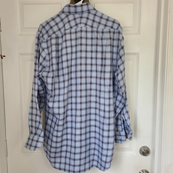 Peter Millar Men's Long Sleeve Dress Shirt, Size: Medium Color: Blue & Brown - Picture 16 of 16
